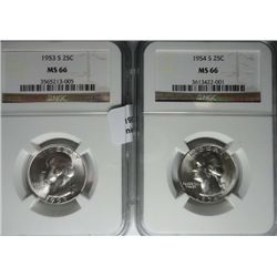 1953S-54S NGC66 quarters
