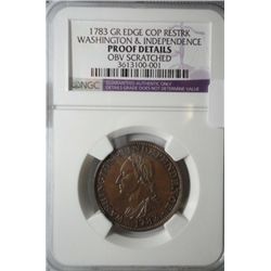 1783 Gr Edge copper restrike Washington & Independence