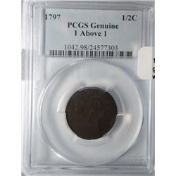 1797 1 above 1 half cent  PCGS genuine