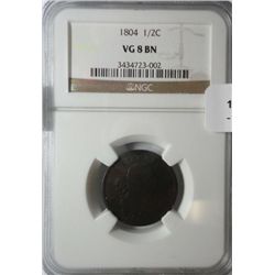 1804 half cent  NGC  VG 8 BRN