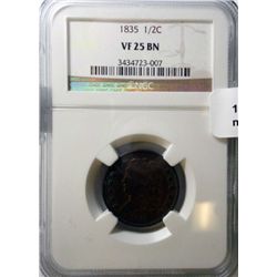 1835 half cent   NGC 25 BN
