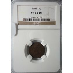 1867  NGC  10 Indian penny.