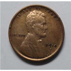 1914D Lincoln penny  AU coin BUT