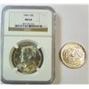 Image 1 : 1946 Iowa half $  MS64 & a 1964 half $  NGC MS-63