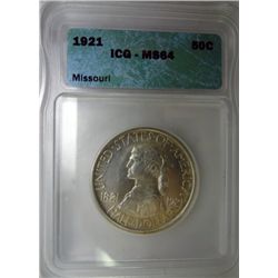 1921 MISSOURI HALF DOLLAR ICG MS-64 NICE!