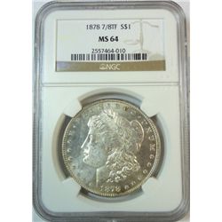 1878  7/8 feather Morgan $  NGC64