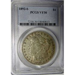 1892-S MORGAN DOLLAR PCGS VF35 BUT ITS XF