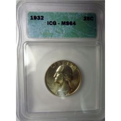1932 WASHINGTON QUARTER ICG MS64