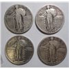 Image 1 : 4 STANDING LIBERTY QUARTERS 1924 VF+, 26-D F/VF, 26-S F, 27-S GOOD