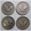 Image 2 : 4 STANDING LIBERTY QUARTERS 1924 VF+, 26-D F/VF, 26-S F, 27-S GOOD