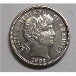1902 BARBER DIME CH BU