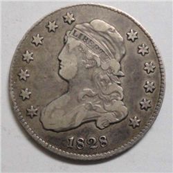 1828 BUST QUARTER LARGE SIZE SHARP XF