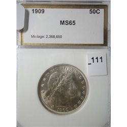 1909 BARBER HALF DOLLAR PCI MS-65