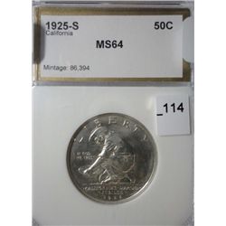 1925-S CALIFORNIA COMMEMORATIVE HALF PCI MS-64