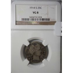 1914S Barber quarter  NGC08