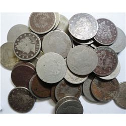 Roll(40)  1887 nickels  average circ--YES some are dark and have weak