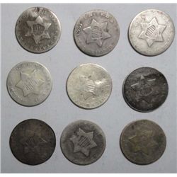 9   silver 3 centers mostly good a couple fall short