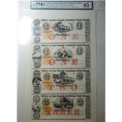 South Carolina "Remainder sheet" uncut sheet of 2 $1 - $2 -  $3