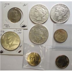 Collection of $'s--1927D-34D-35S  avg fine:1976S silver IKE BU