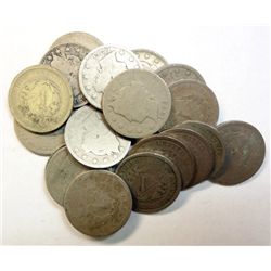 Roll (40) 1893  V nickel  avg circ-yes some are dark or not full rim