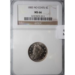 1883 NO CENTS LIBERTY NICKEL NGC MS-66