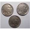 Image 1 : 3 EARLY P MINT BUFFALO NICKELS 1913 T1 XF, 1915 VF, 1918 VF/XF