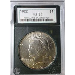 1922 PEACE DOLLAR NGP MS-67