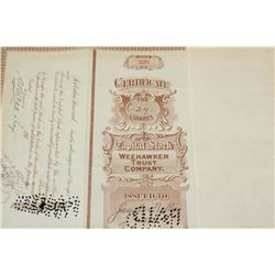 Weehawken Trust Co. Stock Certificate Dated 1911 {Est. 40-150}