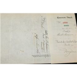 St. Louis, Alton and Terre Haute Railroad Co. Stock Certificate w/copy of Photograph of George Peabo