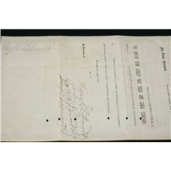 Office of the United New Jersey Rail Road and Canal Co. Stock Certificate Dated 1878 {Est. 50-150}
