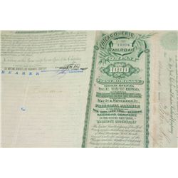 Chicago and Erie Railroad Co. Stock Certificate Dated 1890 {Est. 80-200}