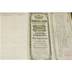 The Morris and Essex Railroad Co. Stock Certificate {Est. 25-150}