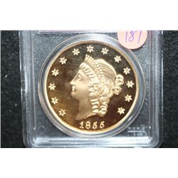 1855 Kellogg $50 Gold Coin Commerative Restrike, SS Central America, PCGS Graded Gem Proof