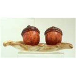 Autumn Settings Ceramic Leaf And Acorn Salt & Pepper Shaker by Russ New In Box