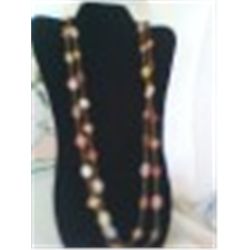 Vintage 30" Beaded Necklace Earthy Colors