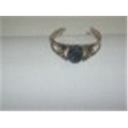 Bangle Bracelet 2 1/2" side to side Natural Black Speckled Stone is 1"  Oval