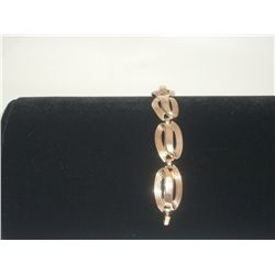 Signed Vintage Crown Trifari Goldtone Link Bracelet   7"  Makers Mark  on Clasp Vintage Open Work De