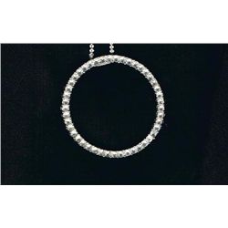 Beautiful Silver/silvertone Necklace w Crystal Circle Pendant marked N R  18" Chain 1 1/2" Pendant