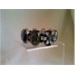 24" Beaded Necklace Silver/Silver Colored with Turquoise & Carved Beads