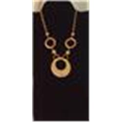 Goldtone Necklace Hammered Look 24" Necklace Large Circular Pendant is 2" Diameter