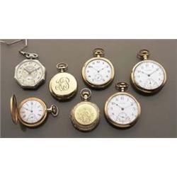 Elgin open faced pocket watch with chain M...