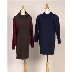 two vintage designer wool dresses First, a...