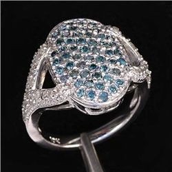 1.10 Ctw. Blue & White Diamond Ring