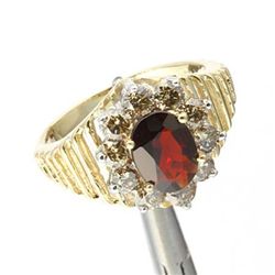 2.0 Ctw. Garnet & Diamond Ring In 10ky Gold