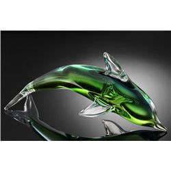 Beautiful Art Glass Green Dolphin