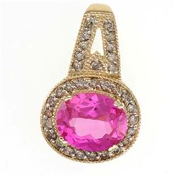 5.0 Ctw. Pink Sapphire & Diamond Pendant In 10ky Gold