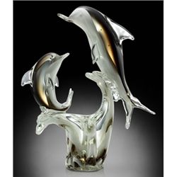 Art Glass Double Dolphins