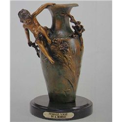 "Female Vase" Bronze Sculpture - A. Moreau