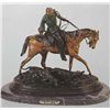 Image 1 : "Mounted Hunter With Two Hounds" Bronze Sculpture - Mene