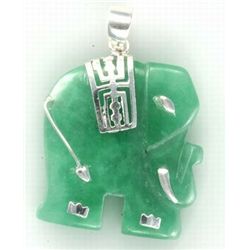 Sterling & Jade Elephant Pendant